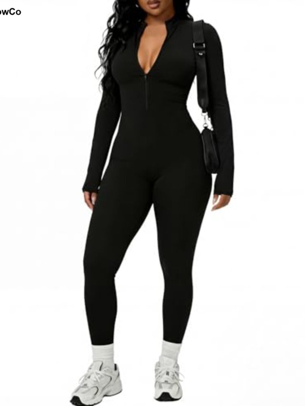 Women Long Sleeve Zip Up Jumpsuit One Piece Bodycon Romper Yoga Gym Activewear